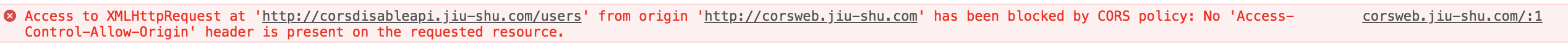 cors policy error